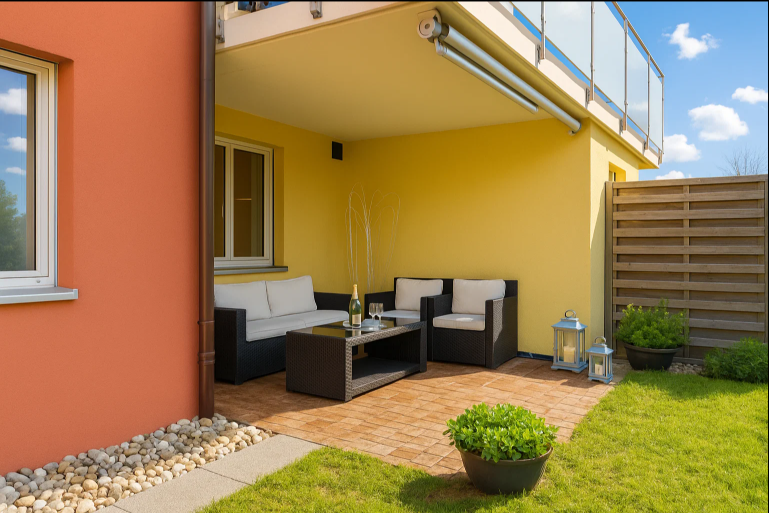Appartamento di testa con giardino in posizione centrale e soleggiata